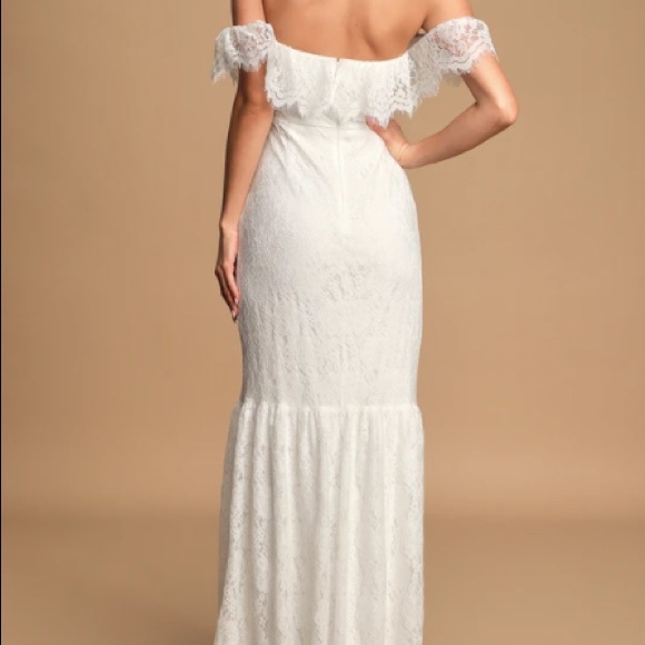 Lulus Off-The-Shoulder Ruffled Maxi Wedding Dress - Picture 4 of 5